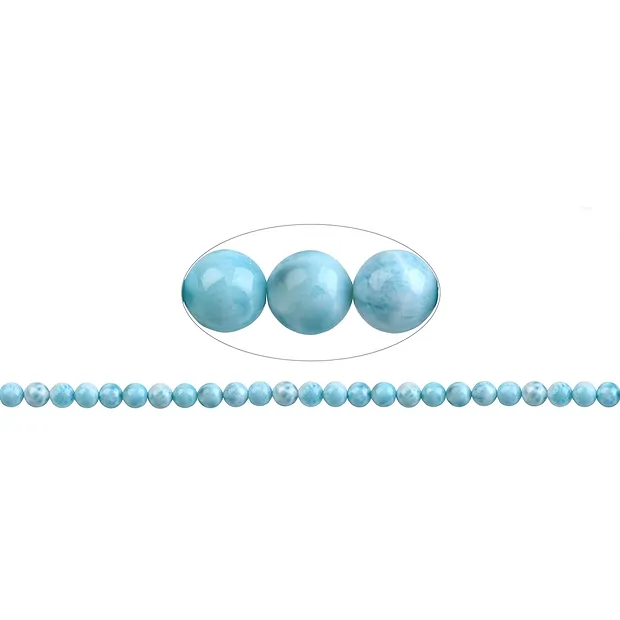Rang de collier boules, Larimar AAA, 07mm (39cm) | Marco Schreier