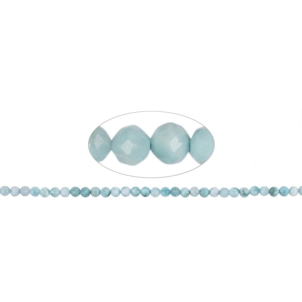 Strang Kugeln, Larimar, facettiert, 06mm | GH Edelsteine, Heilsteine & Schmuck