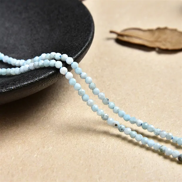 Rang de collier boules, Larimar, à facettes, 02mm (38cm) | Marco Schreier