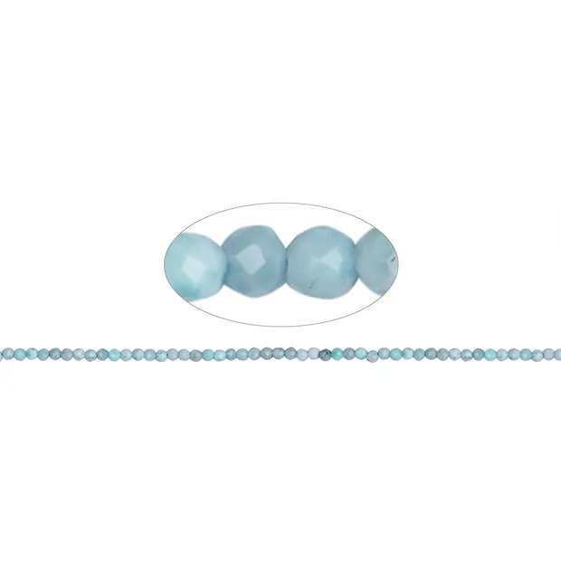 Rang de collier boules, Larimar, à facettes, 02mm (38cm) | Marco Schreier