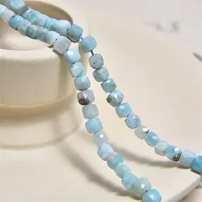 Stringed beads, Larimar, 04mm, faceted | Schreier gems, healing stones & jewelry