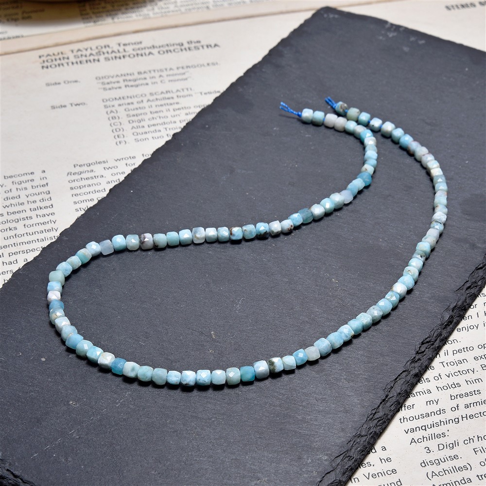 Larimar, 04 x 04mm, facetado | piedras preciosas, piedras curativas y joyería