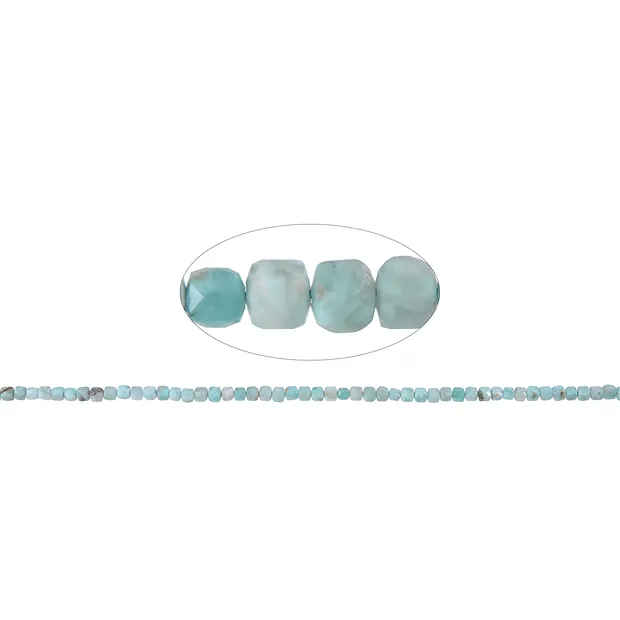 Stringed beads, Larimar, 04mm, faceted | Schreier gems, healing stones & jewelry