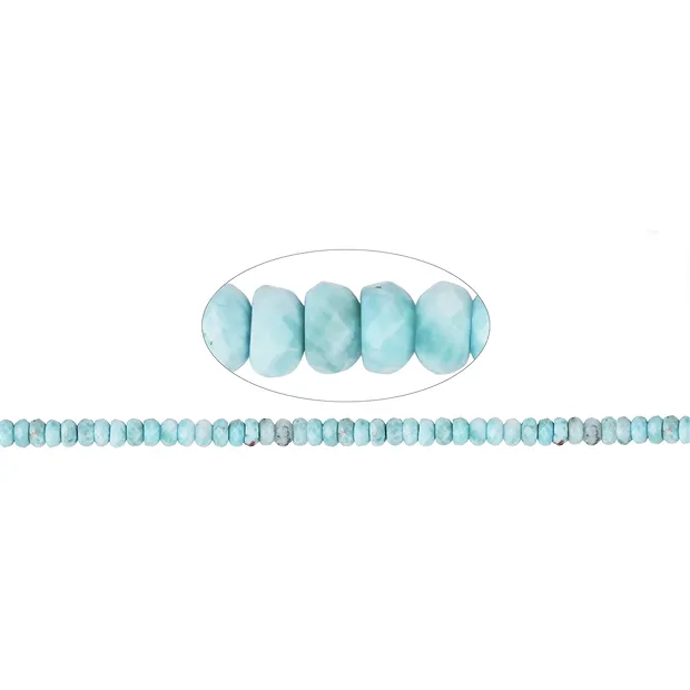 Rang de colliers Boutons, Larimar, facetté, 04 x 08,5mm | Marco Schreier