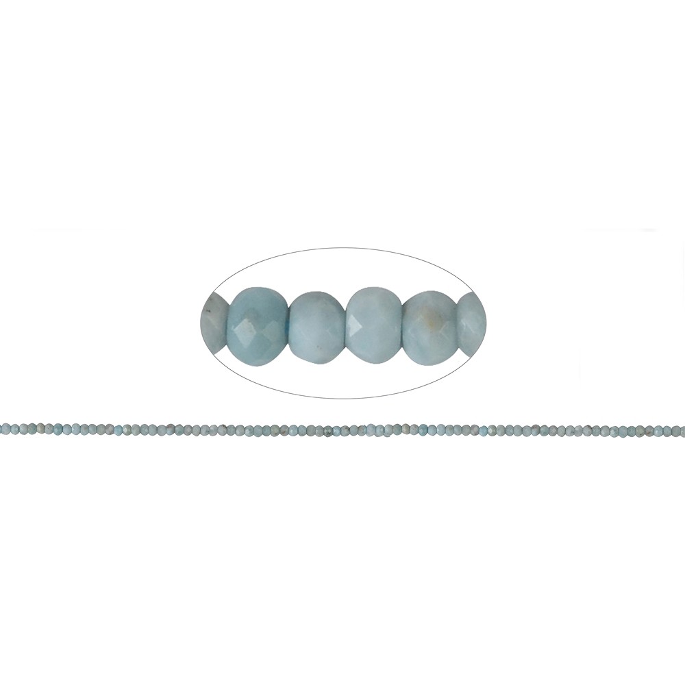 Strang Button, Larimar, facettiert, 02 x 03mm | Edelsteine, Heilsteine & Schmuck