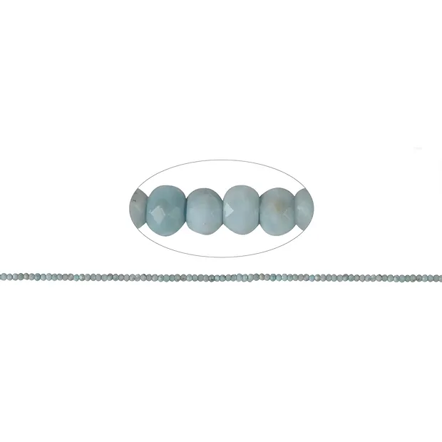 Button strand, Larimar, faceted, 02 x 03mm | wholesaler gems & healing stones