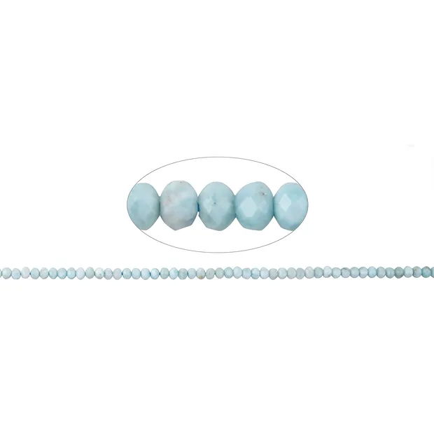 Button strand, Larimar, faceted, 02 x 03mm | wholesaler gems & healing stones