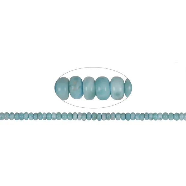 Button strand, Larimar, 04-05 x 08mm | Schreier gems, healing stones & jewelry