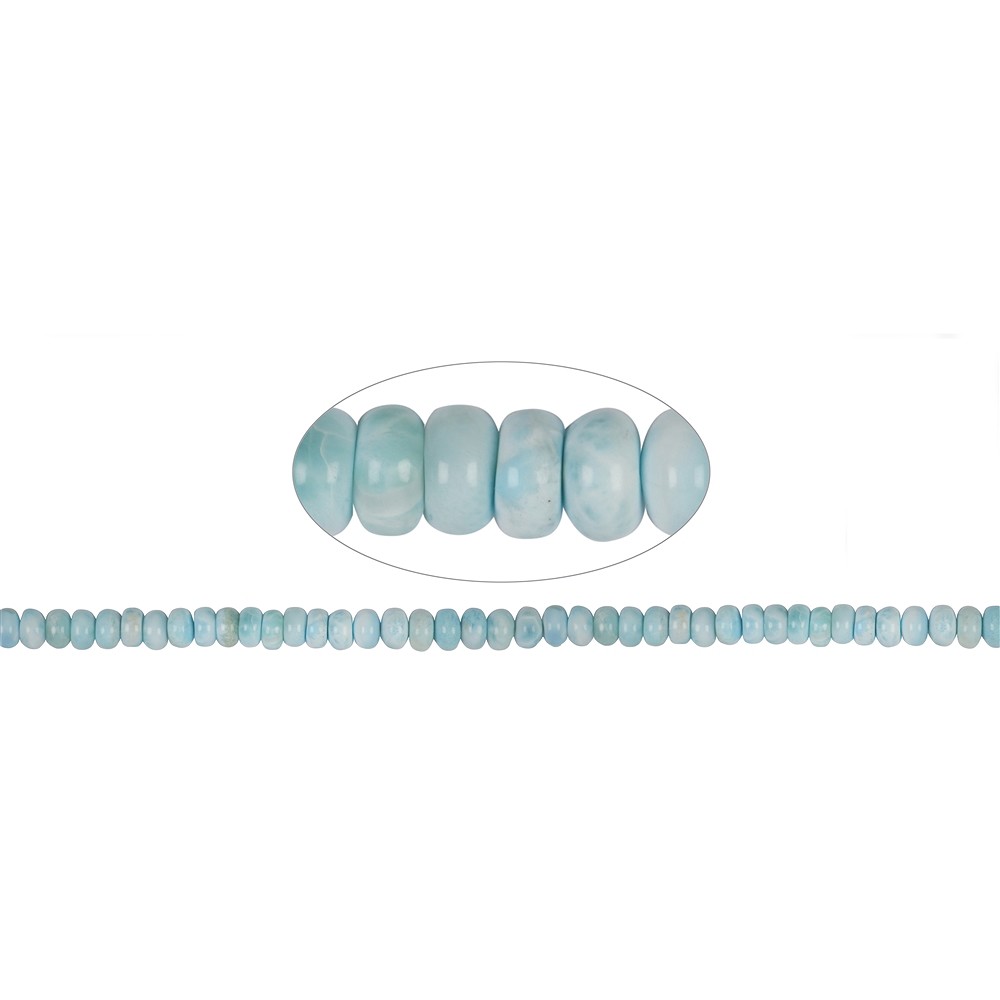 Strang Button, Larimar A, 04-06 x 08mm  | GH Edelsteine, Heilsteine & Schmuck