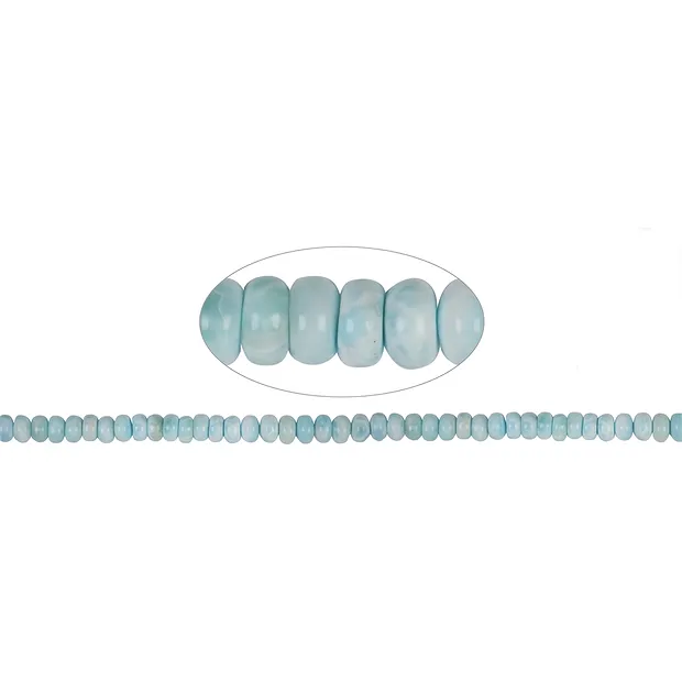 Button strand, Larimar A, 04-06 x 08mm | wholesaler gems & healing stones