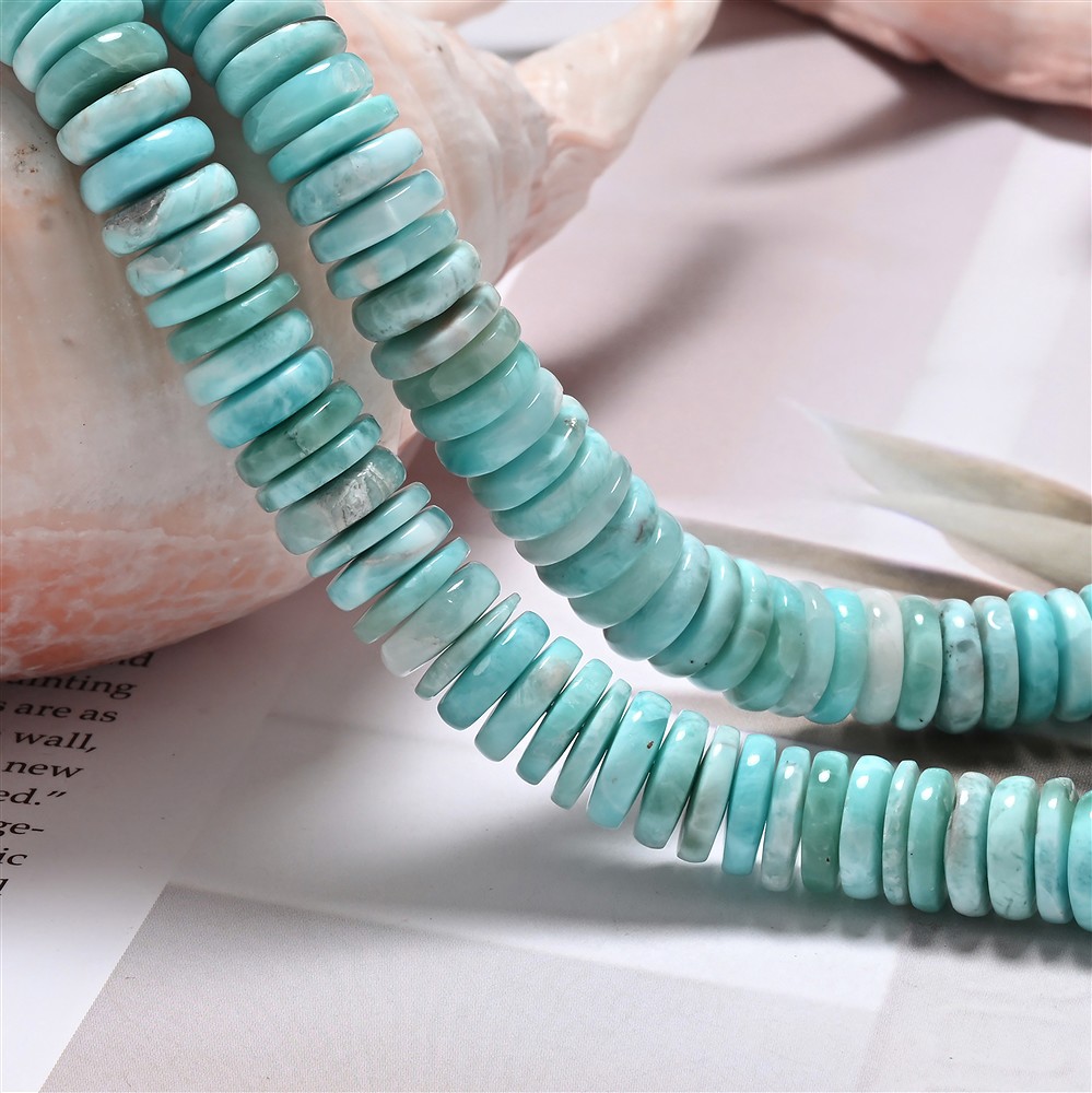 Strang Button/Scheibchen, Larimar, 2,5-3,5 x 8mm (39cm) | Marco Schreier