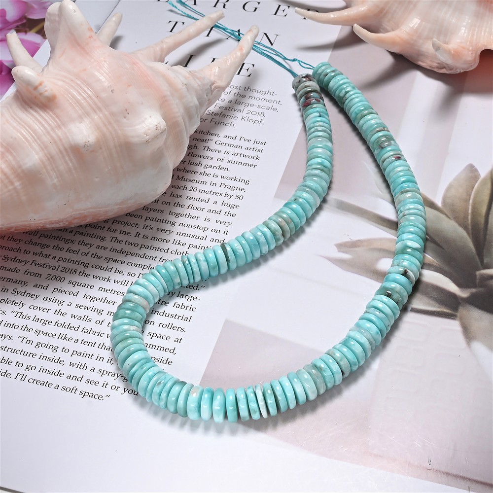 Strang Button/Scheibchen, Larimar, 2,5-3,5 x 8mm (39cm) | Marco Schreier