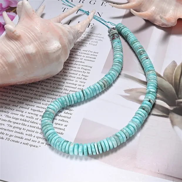 Strang Button/Scheibchen, Larimar, 2,5-3,5 x 8mm (39cm) | Marco Schreier