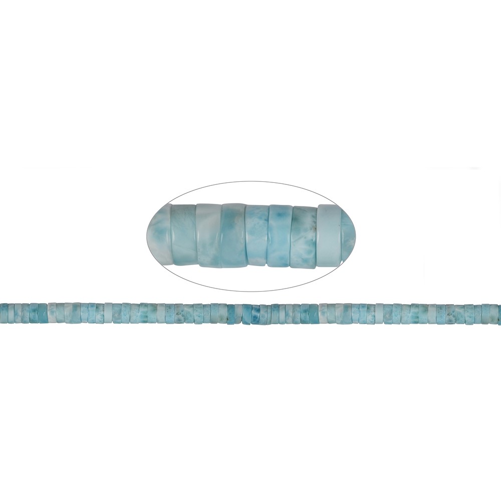 Strand cylinder "Heishi"/roll, Larimar, 04 x 08mm | Marco Schreier