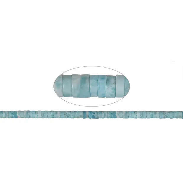 Rang de colliers cylindre "Heishi"/rouleau, Larimar, 04 x 08mm | Marco Schreier