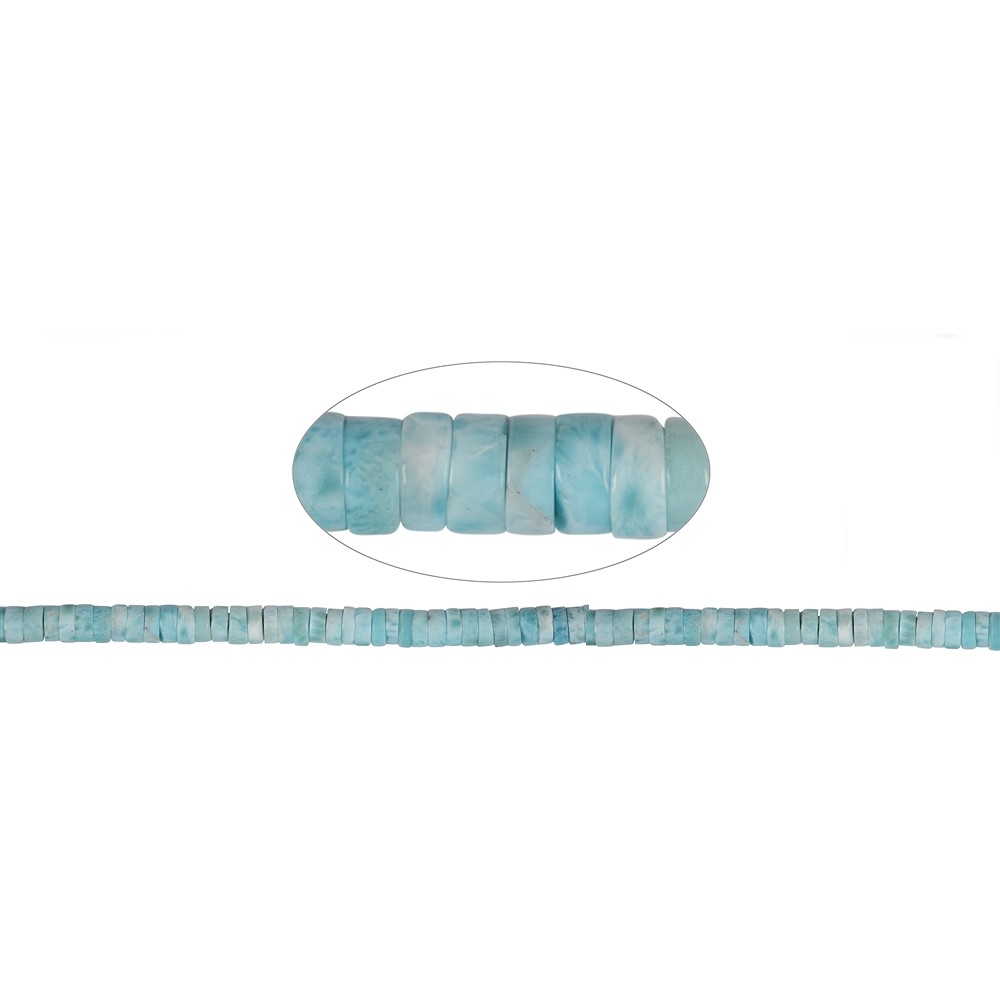 Strand cylinder "Heishi"/roll, Larimar, 03-04 x 07mm | Marco Schreier