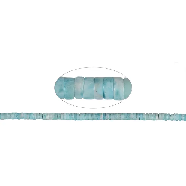 Strang Zylinder "Heishi"/Walze, Larimar, 03-04 x 07mm | Marco Schreier