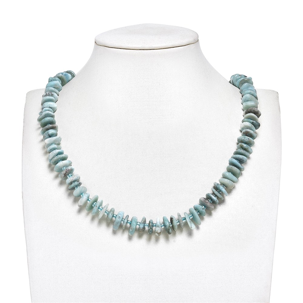 Rang de colliers Nuggets plats, Larimar, 02,5-04 x 08-12mm | Marco Schreier