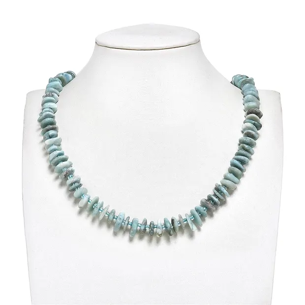 Strand of nuggets flat, Larimar, 02.5-04 x 08-12mm | Marco Schreier