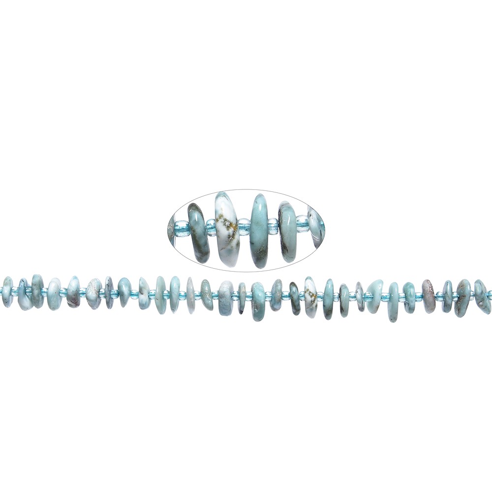 Rang de colliers Nuggets plats, Larimar, 02,5-04 x 08-12mm | Marco Schreier
