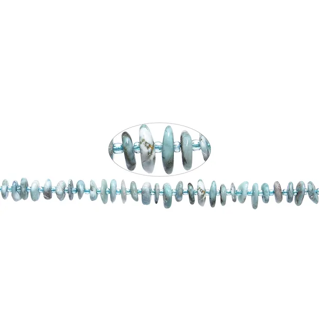 Filo di pepite piatte, Larimar, 02,5-04 x 08-12 mm | Marco Schreier