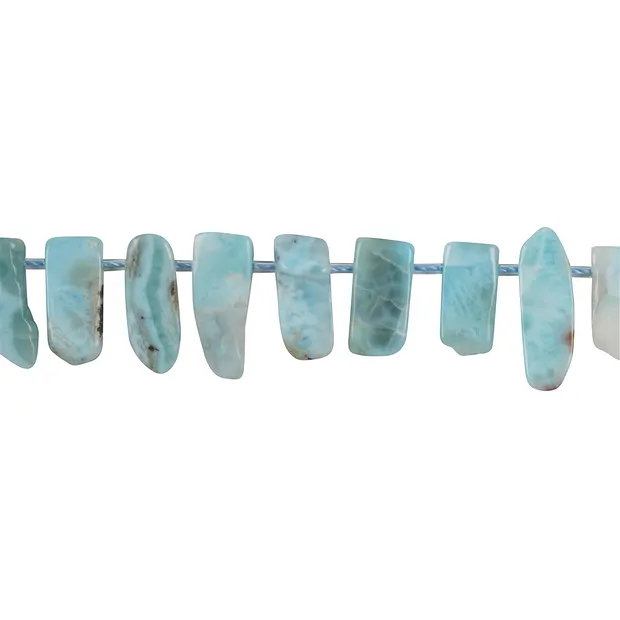 Stringed beads freeform flat, Larimar, 05-08 x 12-22mm, gradient | Marco Schreier