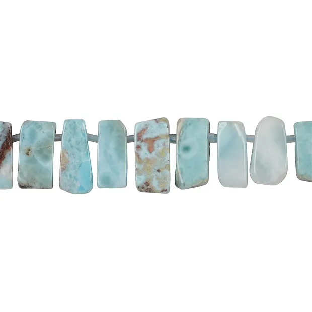 Tiras de varillas de forma libre, planas, Larimar, 08-10 x 15-20mm | Marco Schreier