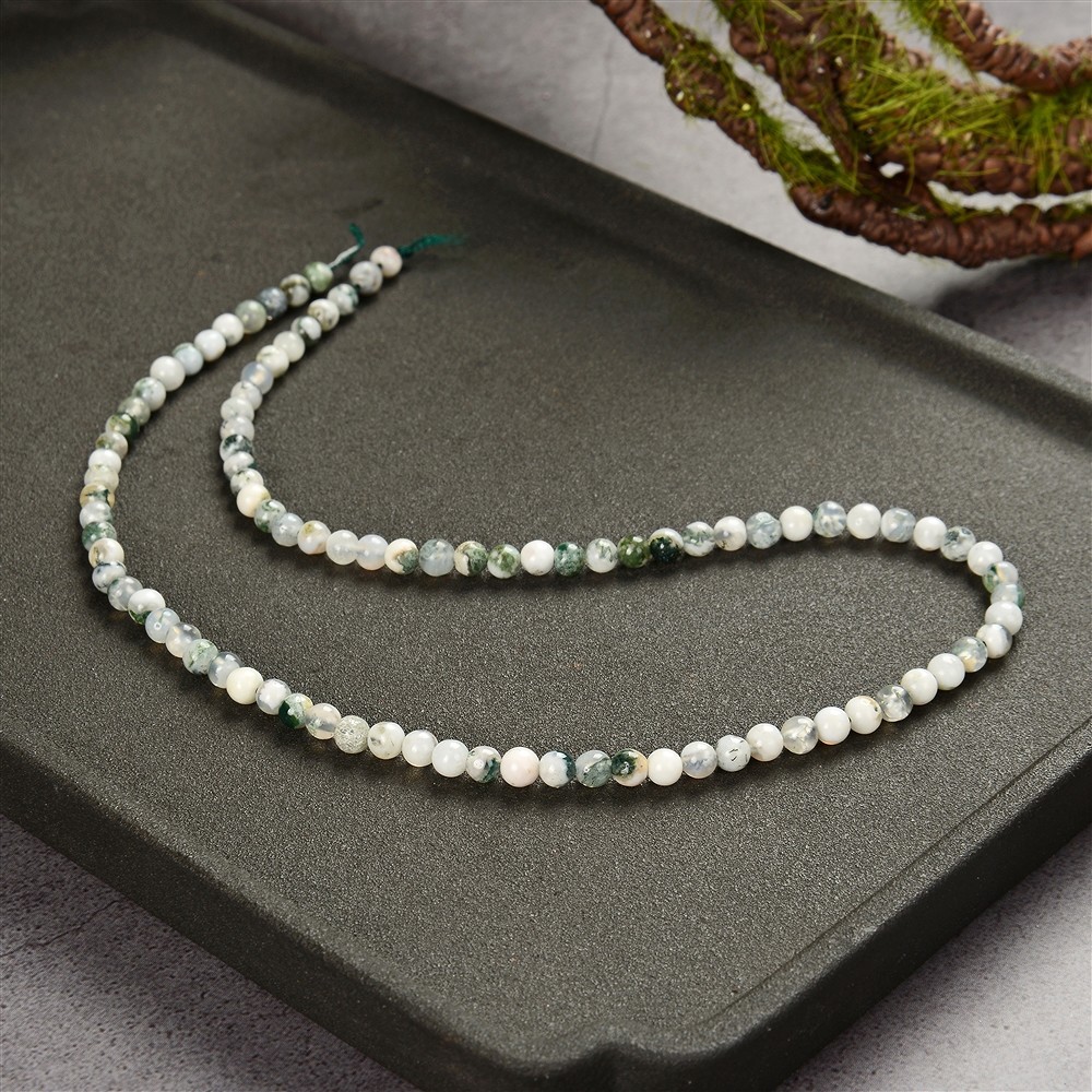 Rang de colliers boules, agate arborisée, 04mm (39cm) | Marco Schreier