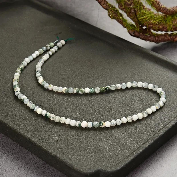 Rang de colliers boules, agate arborisée, 04mm (39cm) | Marco Schreier