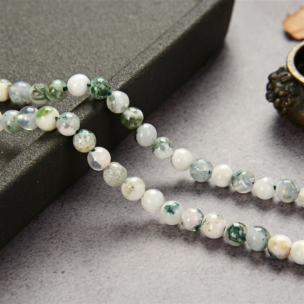 Rang de colliers boules, agate arborisée, 04mm (39cm) | Marco Schreier