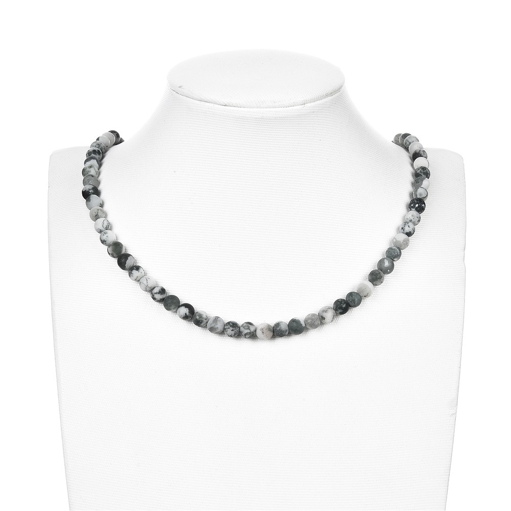 String Beads, Tree Agate, matt, 06mm (39cm) | wholesaler gems & healing stones