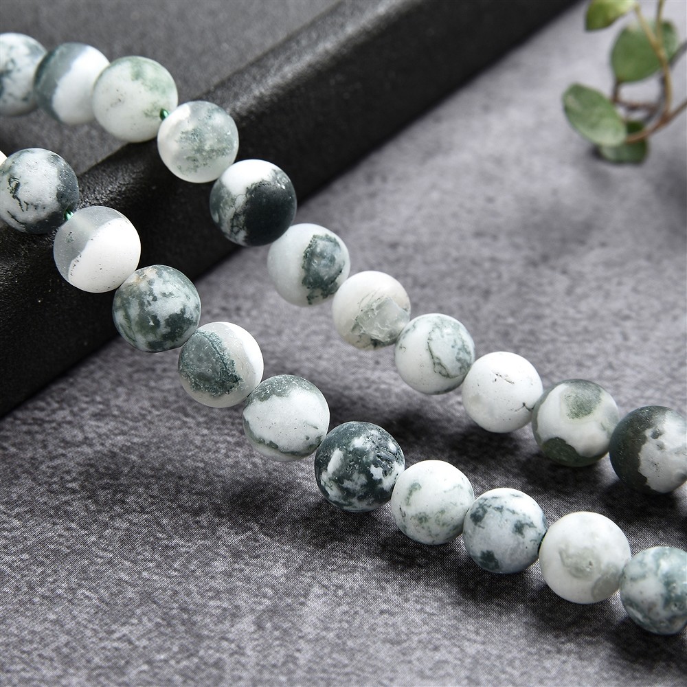 String Beads, Tree Agate, matt, 06mm (39cm) | wholesaler gems & healing stones
