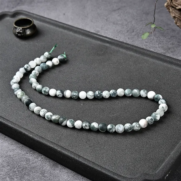 Rang de colliers boules, agate arborisée, mat, 06mm (39cm) | Marco Schreier