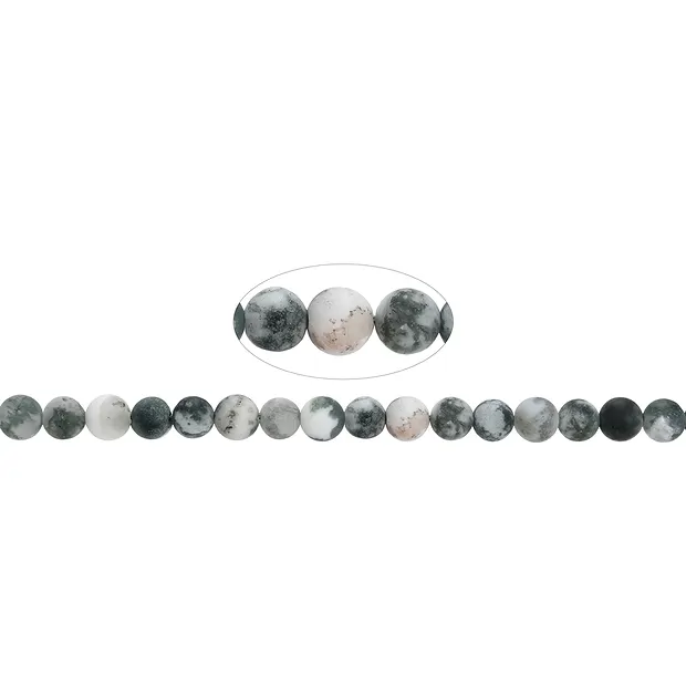 Rang de colliers boules, agate arborisée, mat, 06mm (39cm) | Marco Schreier