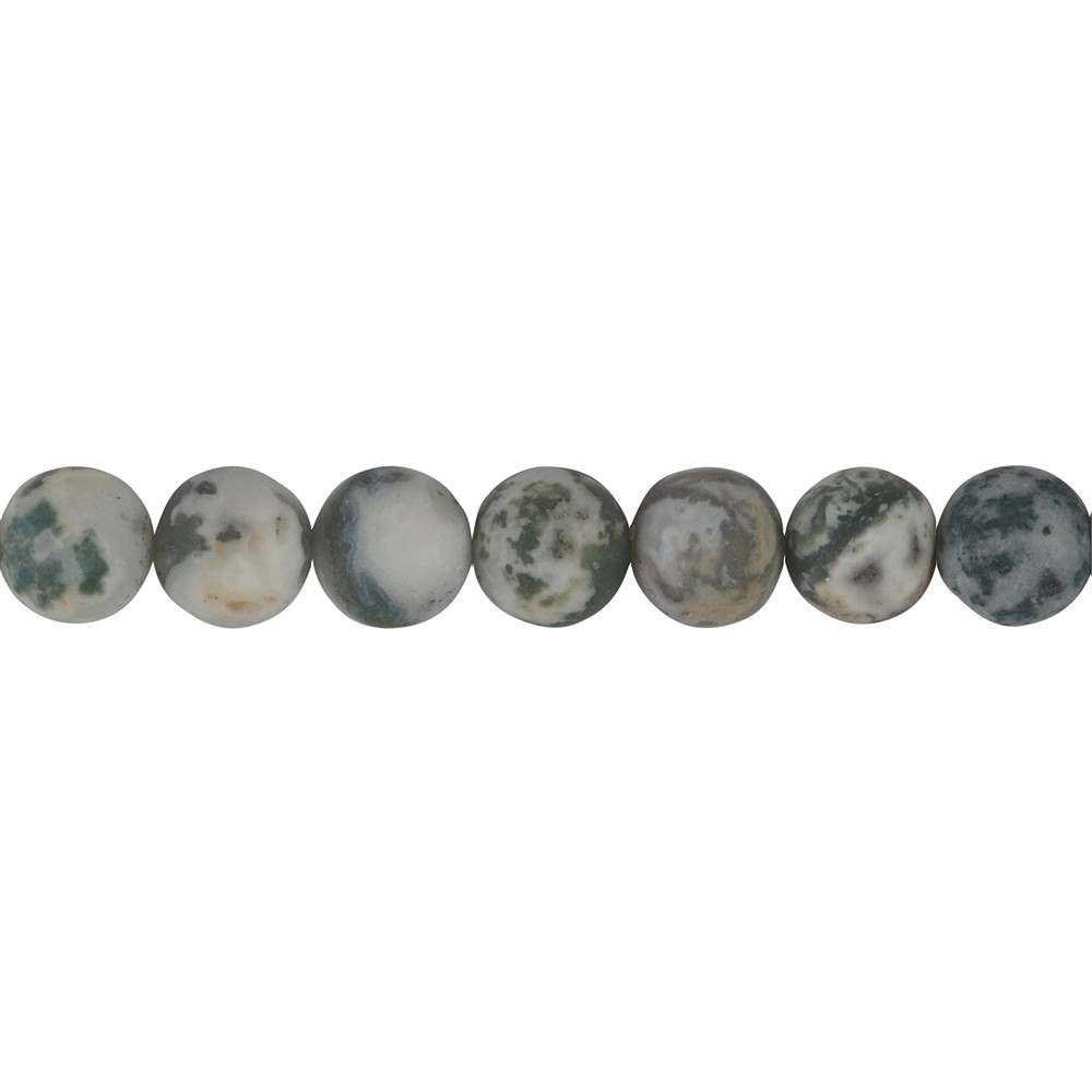 String Beads, Tree Agate, matt, 10mm (38cm) | wholesaler gems & healing stones