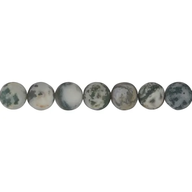 Rang de colliers boules, agate arborisée, mat, 10mm (38cm) | Marco Schreier