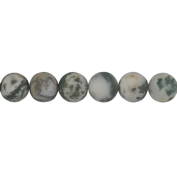 Rang de colliers boules, agate arborisée, mat, 12mm (38cm) | Marco Schreier