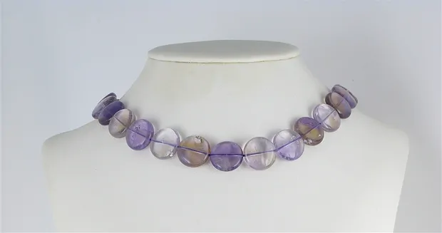 Coin strand, Ametrine, 18mm | Schreier wholesale; gems, healing stones & jewelry