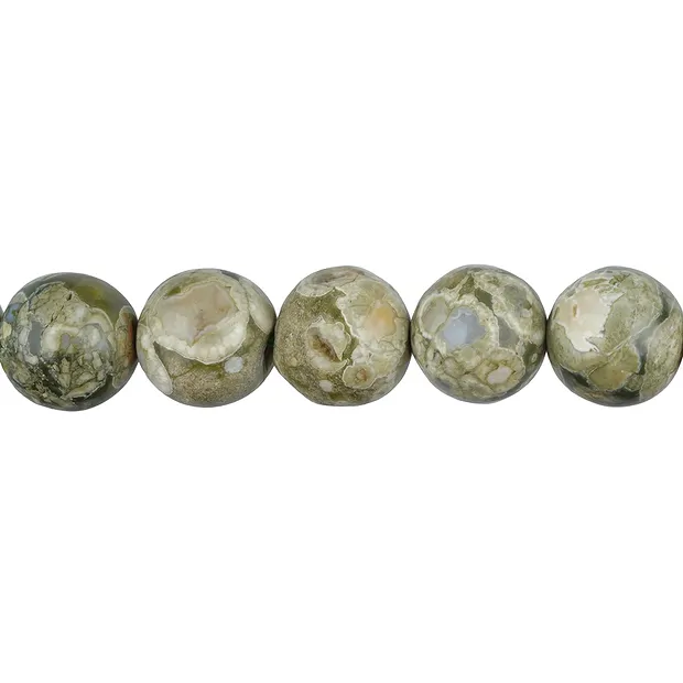 String Beads, rhyolite (rainforest), 14mm | wholesaler gems & healing stones