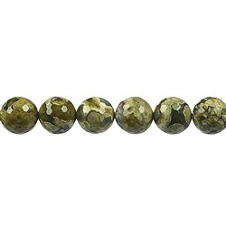 142060105920 Rang de collier boules, rhyolite (rhyolite de la for&#xEA;t tropicale), &#xE0; facettes, 12mm | Marco Schreier