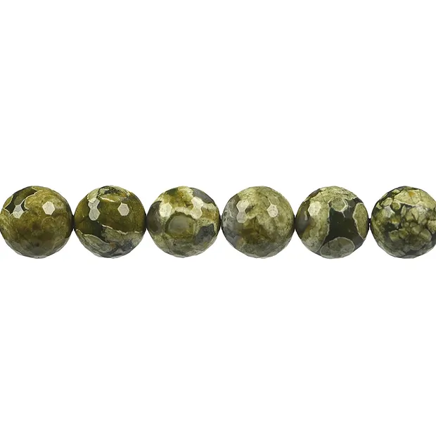 String Beads, rhyolite (rainforest rhyolite), faceted, 12mm | Marco Schreier