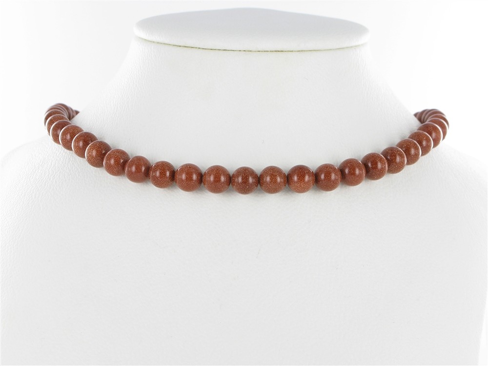 Rang de colliers boules, Verre aventuriné brun (verre synt.), 08mm | Marco Schreier