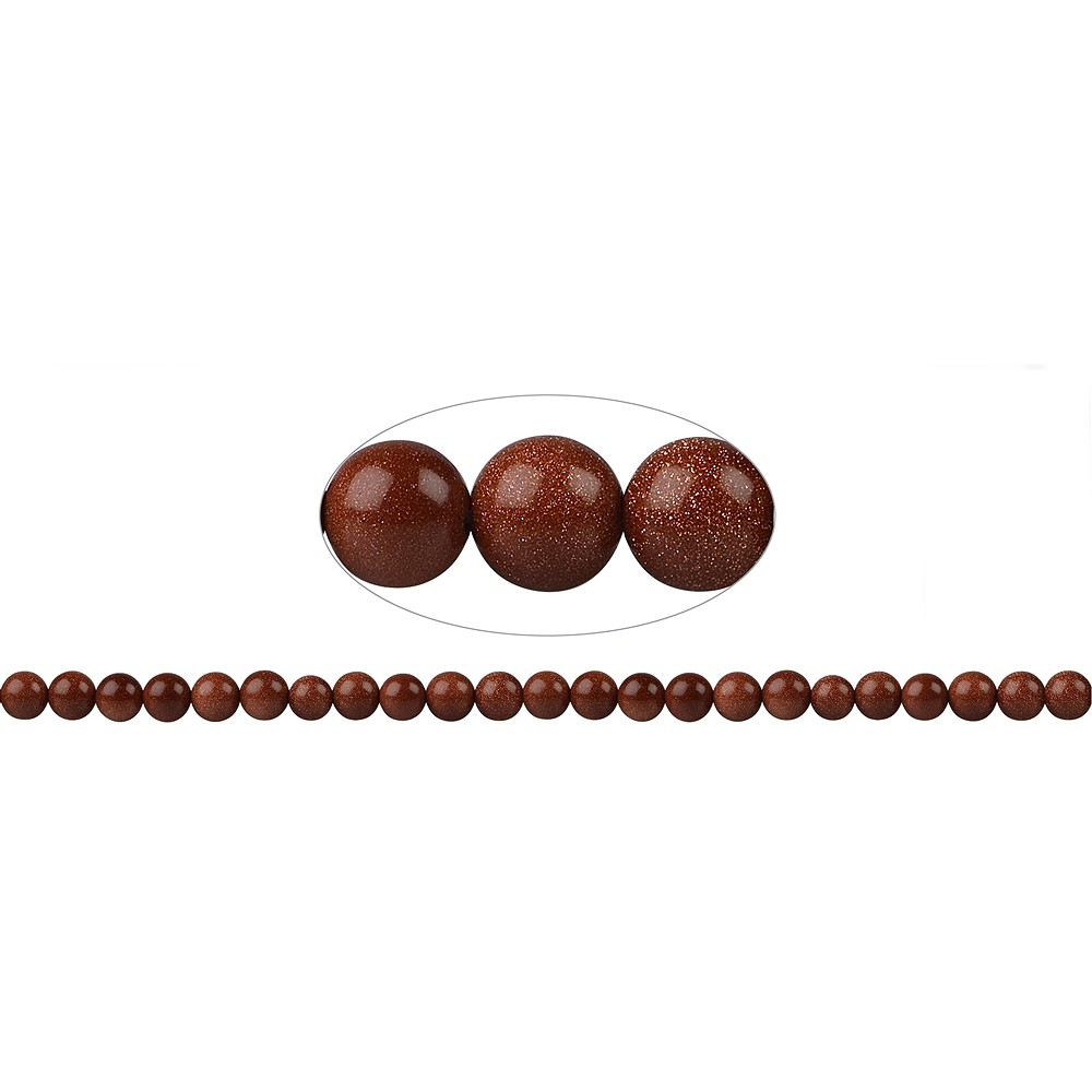 Rang de colliers boules, Verre aventuriné brun (verre synt.), 08mm | Marco Schreier