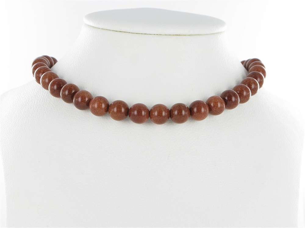 Rang de colliers boules, Verre aventuriné brun (verre synt.), 10mm | Marco Schreier