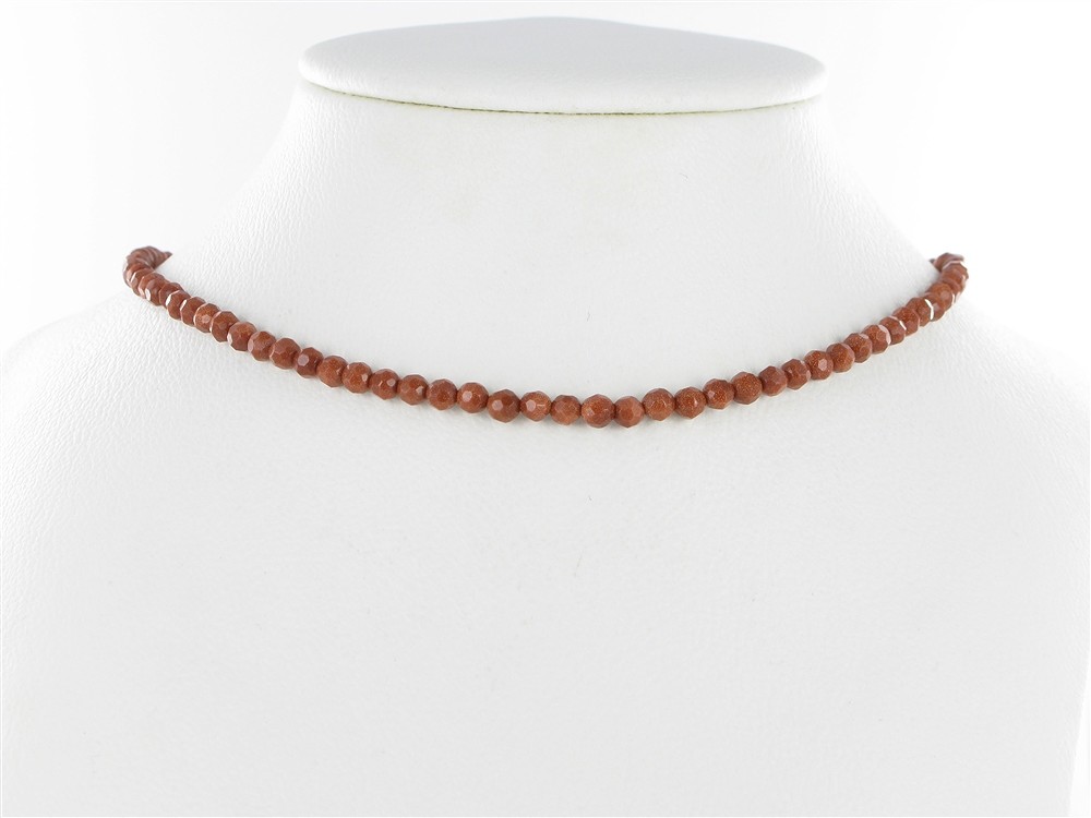 Rang de colliers boules, Verre aventuriné brun (verre synt.), facetté, 04mm | Marco Schreier