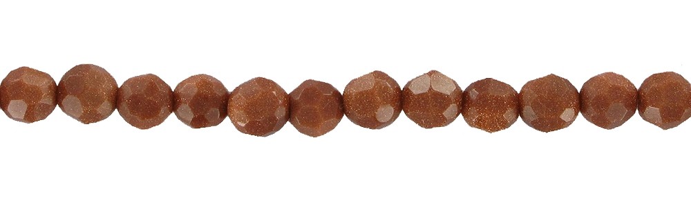 Rang de colliers boules, Verre aventuriné brun (verre synt.), facetté, 04mm | Marco Schreier