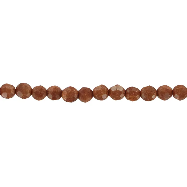 String Beads, Gold stone brown (synt. Glass), faceted, 04mm | Marco Schreier
