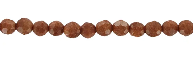 Rang de colliers boules, Verre aventuriné brun (verre synt.), facetté, 04mm | Marco Schreier