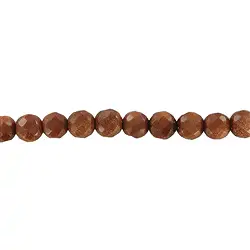 142090102620 Rang de colliers boules, Verre aventuriné brun (verre synt.), facetté, 05mm | Marco Schreier