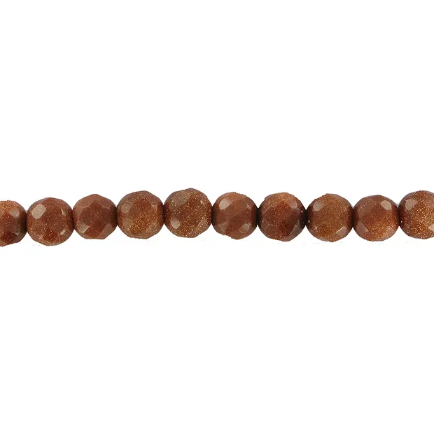 String Beads, Gold stone brown (synt. Glass), faceted, 05mm | Marco Schreier
